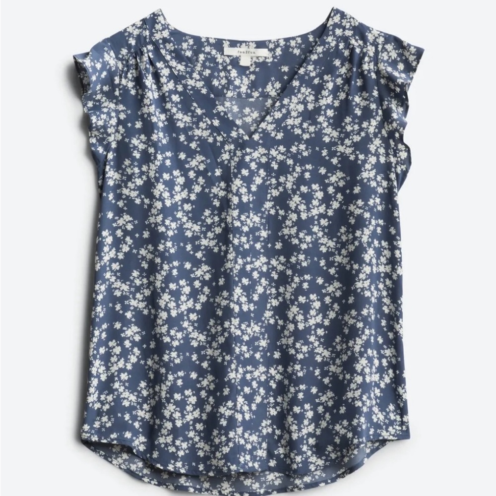 V-Neck Flutter Sleeve Blouse
